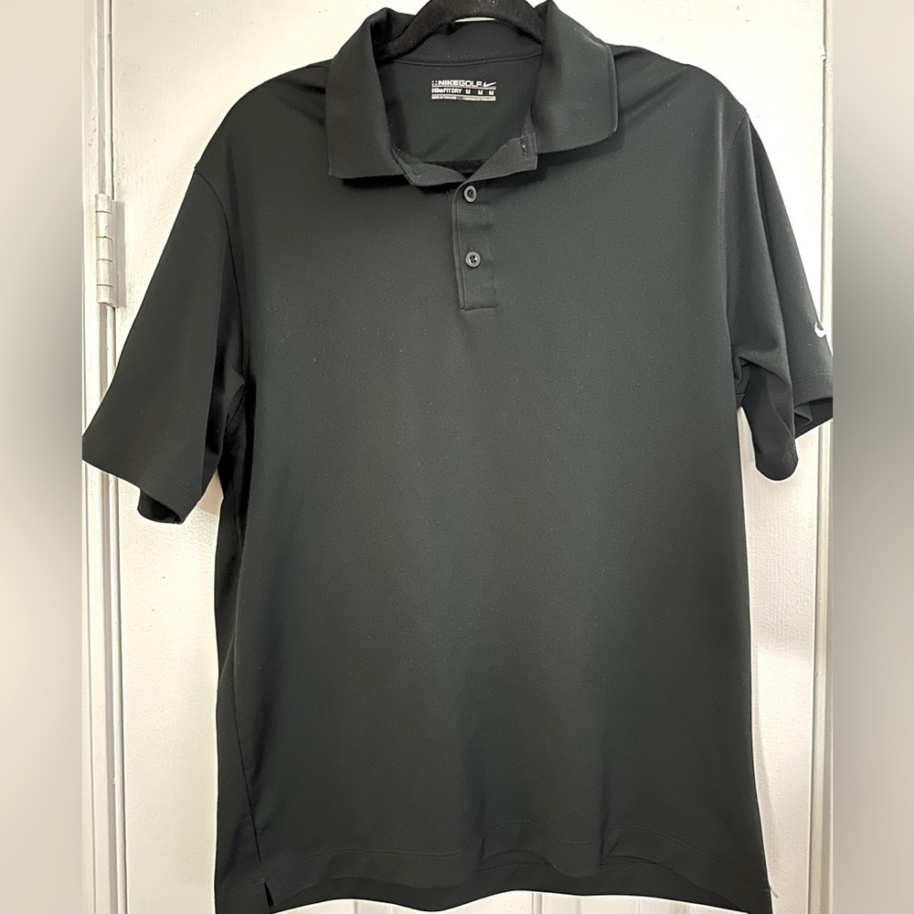 Nike Golf Nike Fit Dry Black Collared Button Polo Shirt Men’s Medium